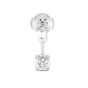 Mono boucle d'oreille Dinh Van Le Cube Diamant en or blanc et diamants