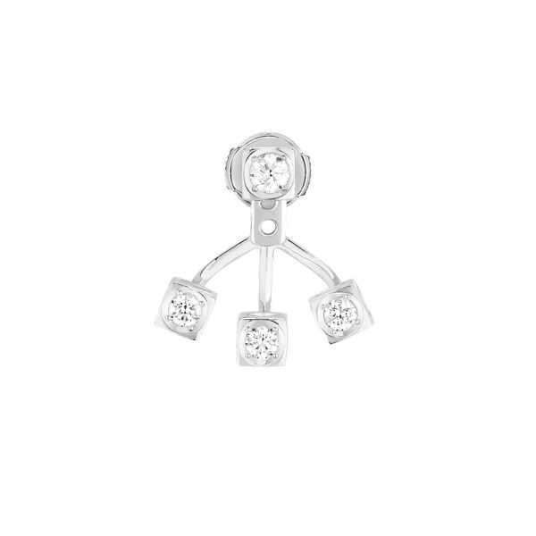 Mono boucle d'oreille Dinh Van Le Cube Diamant en or blanc et 4 diamants