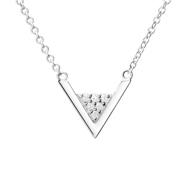 Necklace Les Poinconneurs Jade white gold and diamonds with triangle pattern