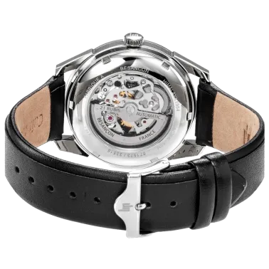 Montre Lip Himalaya Sablier automatique cadran noir bracelet cuir noir 40 mm 671573