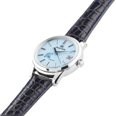 Montre Grand Seiko Elegance Spring Drive cadran bleu bracelet cuir noir 40,2 mm SBGA407G