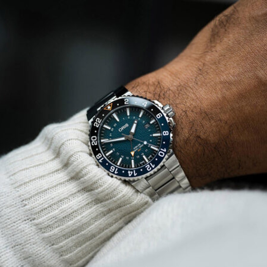 Montre Oris Whale Shark Ed. limitée 2016 ex. cadran bleu bracelet acier 45,5 mm 01 798 7754 4175-SET