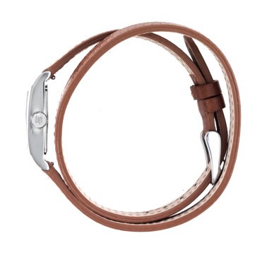 Montre Lip T13 quartz cadran blanc bracelet cuir marron 10 mm 671207