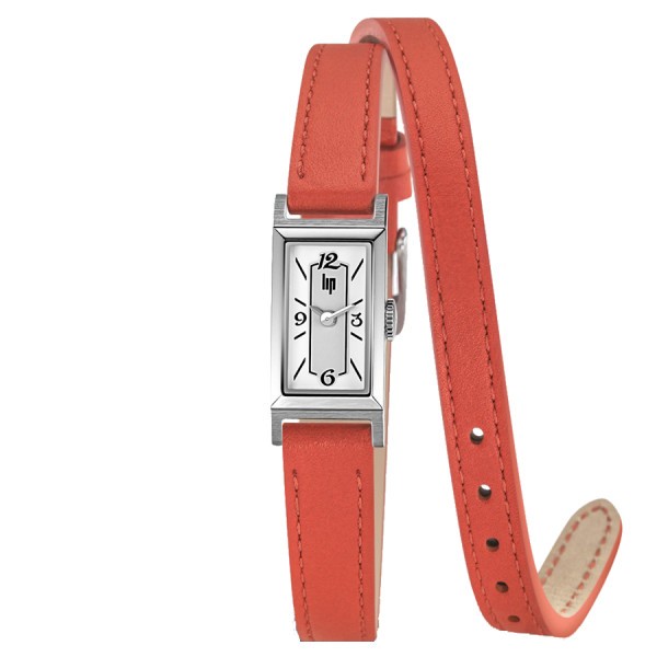 Watch Lip T13 quartz white dial orange leather strap 10 mm 671209