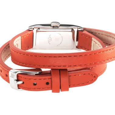 Montre Lip T13 quartz cadran blanc bracelet cuir orange 10 mm 671209