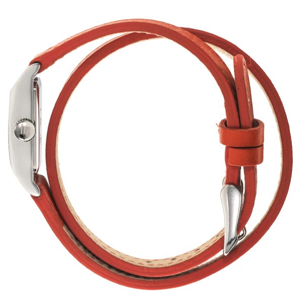 Watch Lip T13 quartz white dial orange leather strap 10 mm 671209