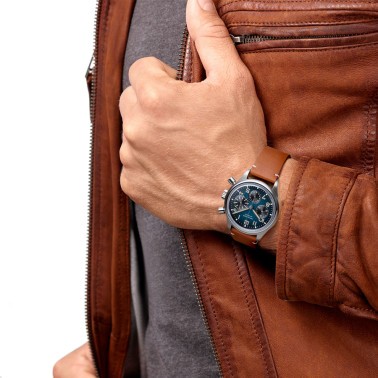 Montre Longines Heritage Avigation BigEye automatique cadran pétrole bracelet cuir brun 41 mm L2.816.1.93.2