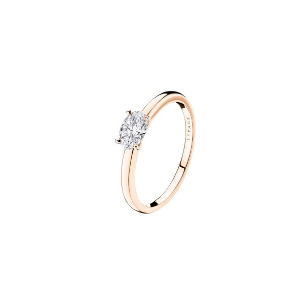 Solitaire Lepage Emotion en or rose et diamant taille ovale