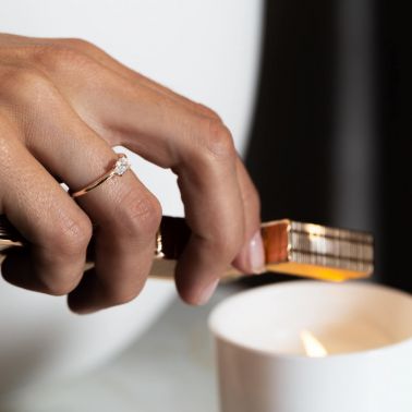 Solitaire Lepage Emotion en or rose et diamant taille ovale