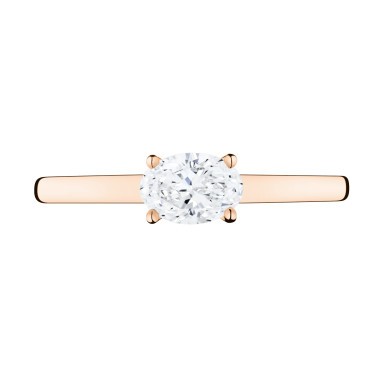 Solitaire Lepage Emotion en or rose et diamant taille ovale