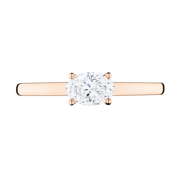 Solitaire Lepage Emotion en or rose et diamant taille ovale