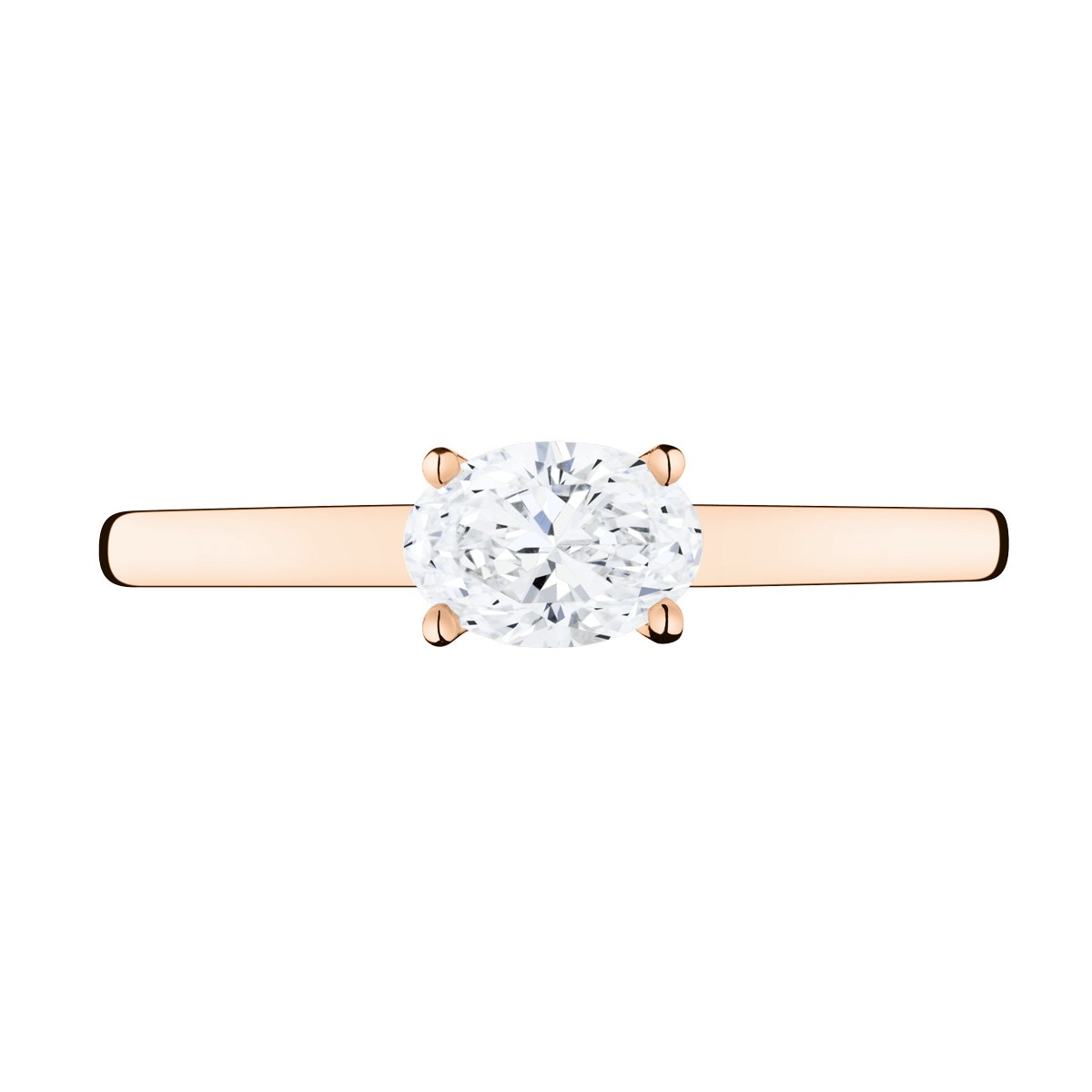 Solitaire Lepage Emotion en or rose et diamant taille ovale