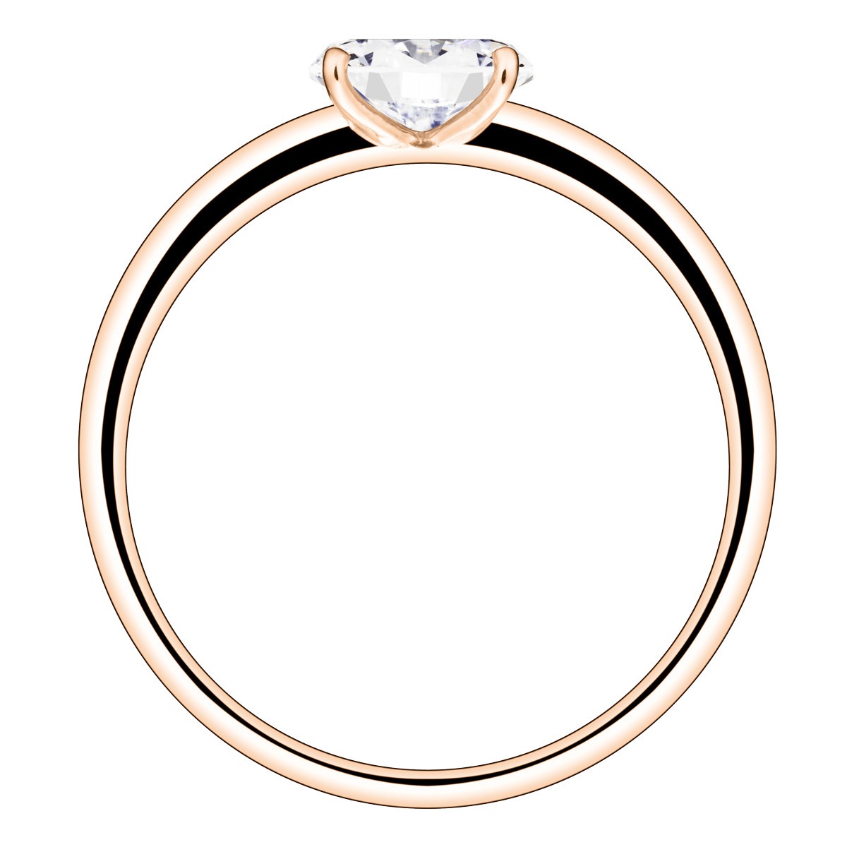 Solitaire Lepage Emotion en or rose et diamant taille ovale