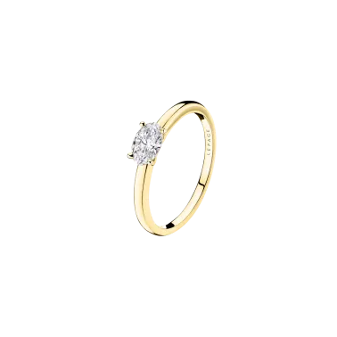 Solitaire Lepage Emotion en or jaune et diamant taille ovale
