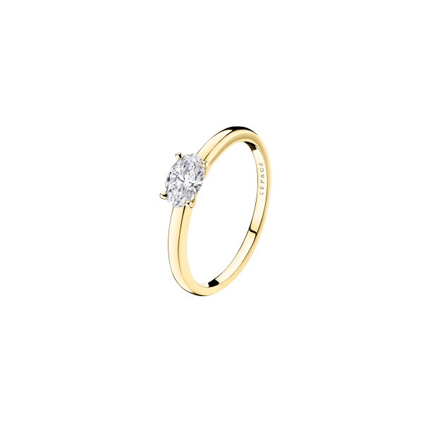 Solitaire Lepage Emotion en or jaune et diamant taille ovale