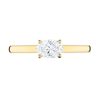 Solitaire Lepage Emotion en or jaune et diamant taille ovale