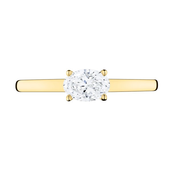 Solitaire Lepage Emotion en or jaune et diamant taille ovale