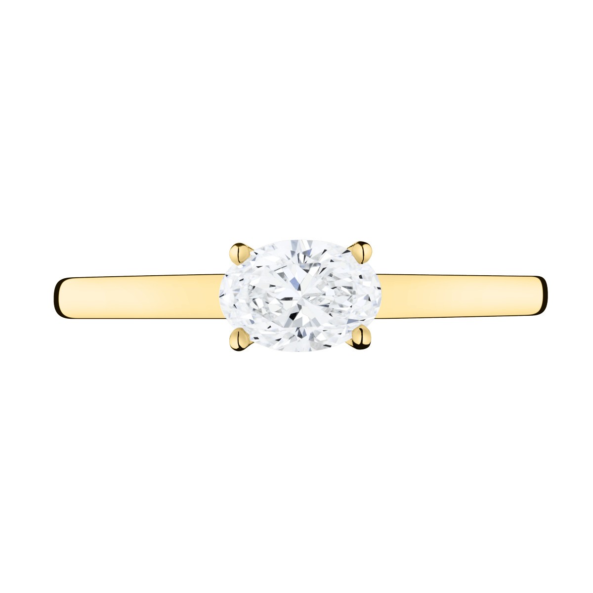 Solitaire Lepage Emotion en or jaune et diamant taille ovale