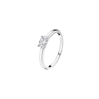 Solitaire Lepage Emotion en or blanc et diamant taille ovale