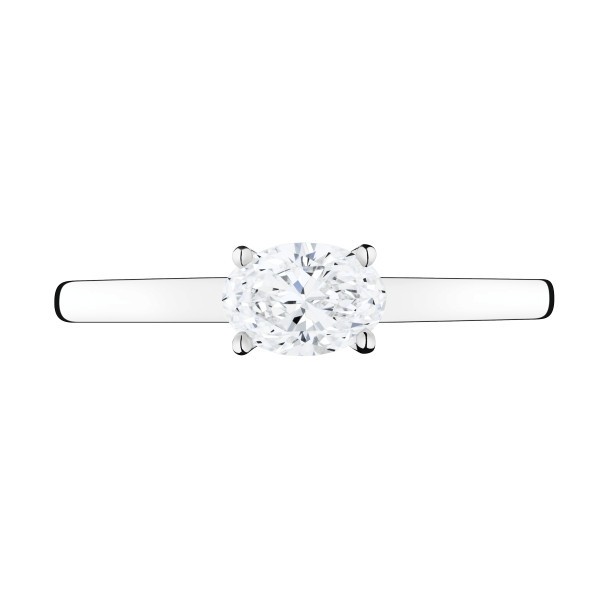 Solitaire Lepage Emotion en or blanc et diamant taille ovale