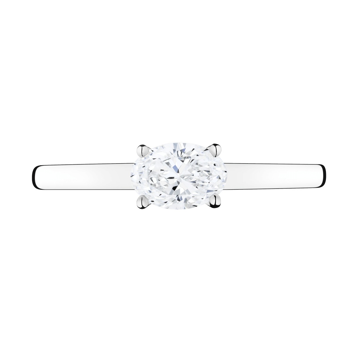 Solitaire Lepage Emotion en or blanc et diamant taille ovale