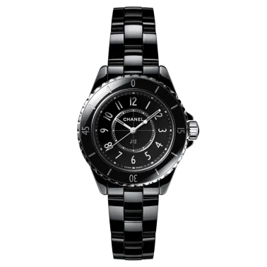 Montre CHANEL J12 cadran noir bracelet céramique haute résistance noire 33 mm H5695