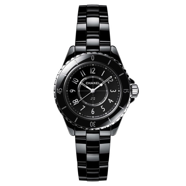Montre CHANEL J12 cadran noir bracelet céramique haute résistance noire 33 mm H5695