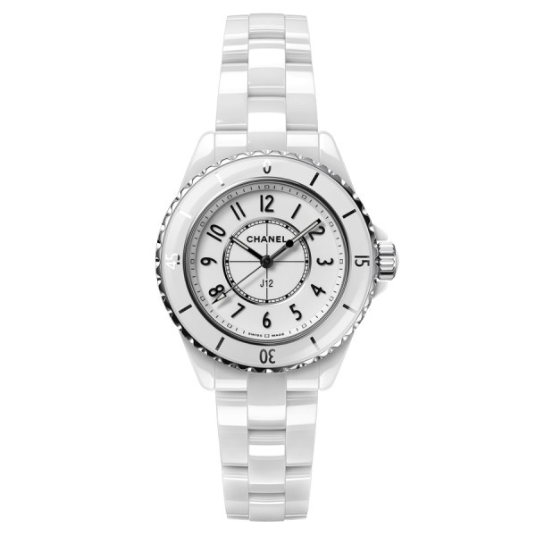 Montre CHANEL J12 cadran blanc bracelet céramique haute résistance blanche 33 mm H5698