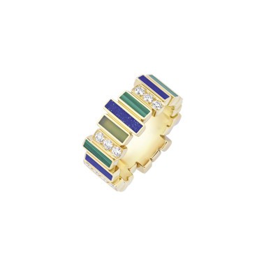 Bague Dior Gem en or jaune Lapis Lazuli Malachite Chrysoprase et diamants