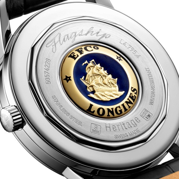 Montre Longines Flagship Heritage automatique cadran argenté bracelet croco marron 38,5 mm L4.795.4.78.2