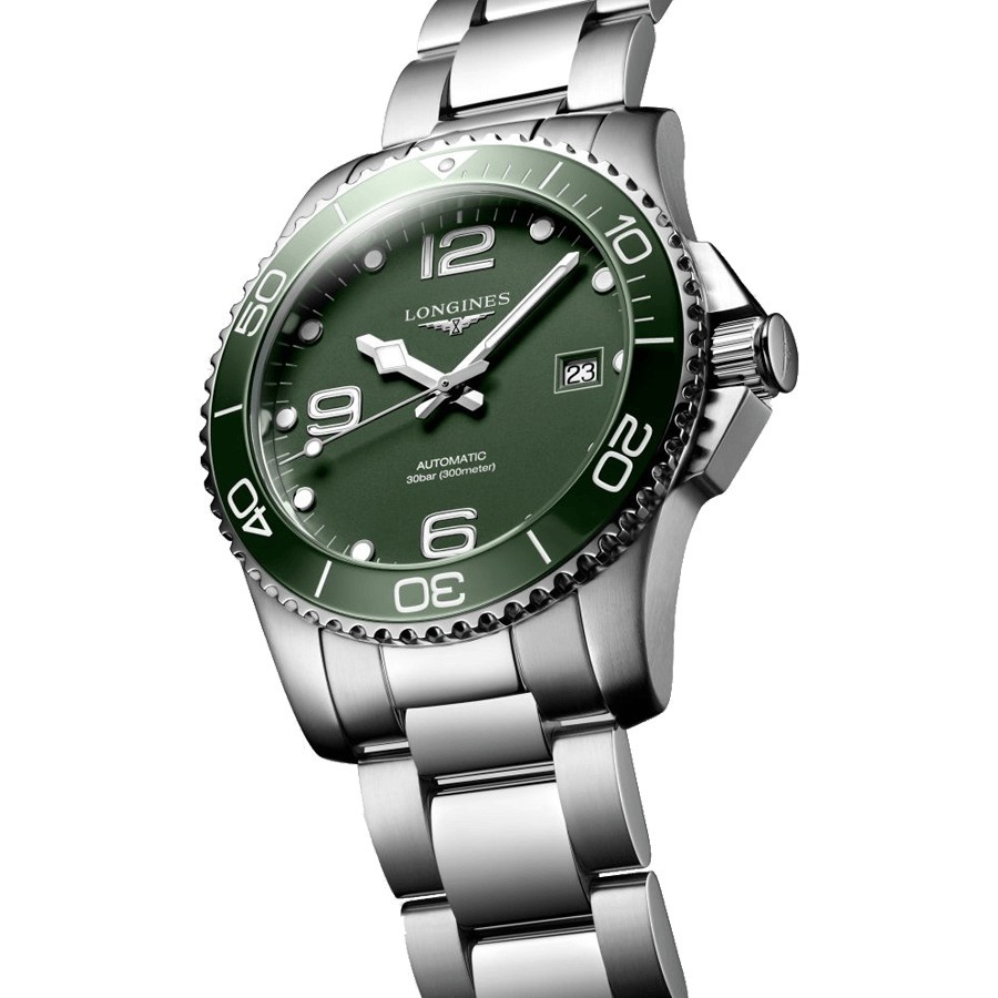 Montre Longines HydroConquest automatique cadran vert bracelet acier 41 mm L3.781.4.06.6