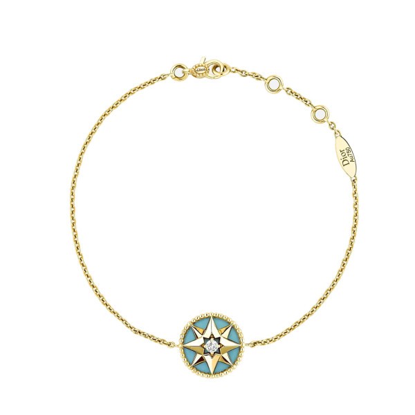 Bracelet Dior Rose des Vents en or jaune diamant et turquoise
