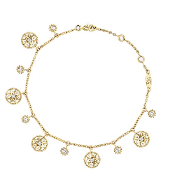 Bracelet Dior Rose des Vents en or jaune diamants et nacre