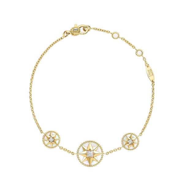 Bracelet trio Dior Rose des Vents en or jaune nacre et diamants JRDV95147