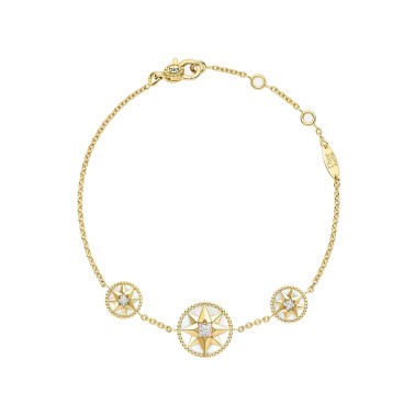 Bracelet trio Dior Rose des Vents en or jaune nacre et diamants