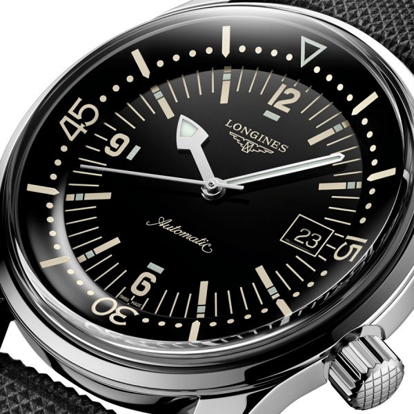 Longines Heritage Diver automatic watch black dial grey NATO bracelet 42 mm L3.774.4.50.0