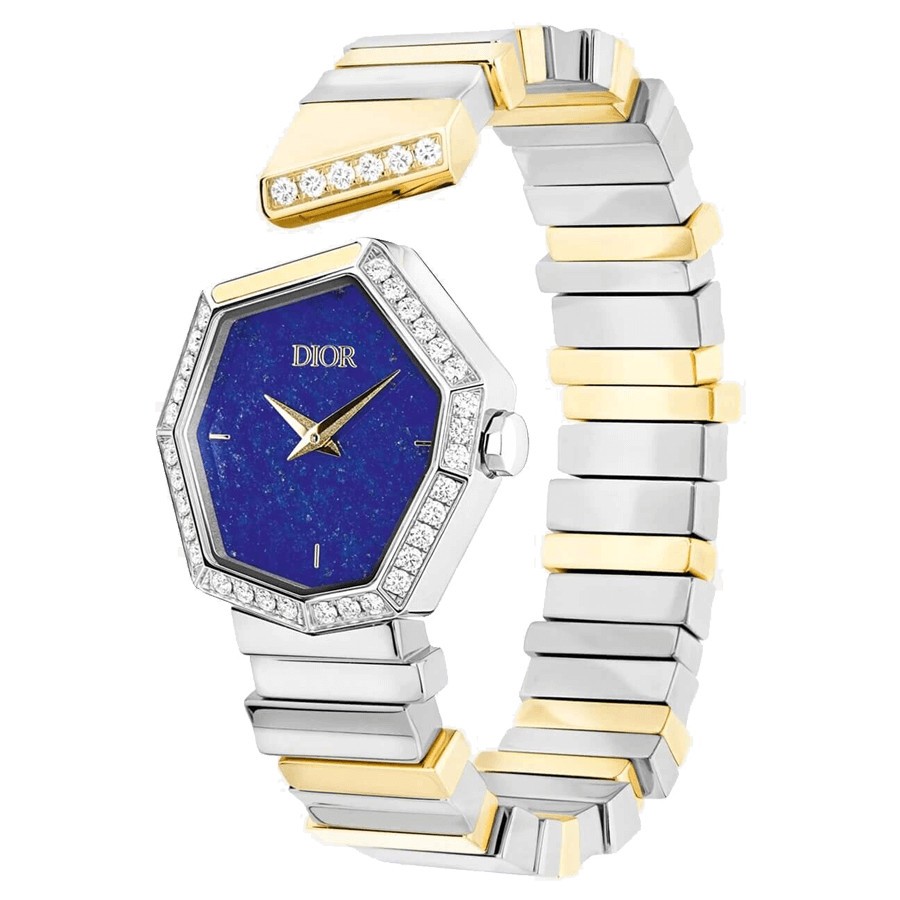 Dior Gem watch blue dial 27 mm steel bracelet yellow gold diamonds and lapis lazuli 145 mm CD18112X1001_0000