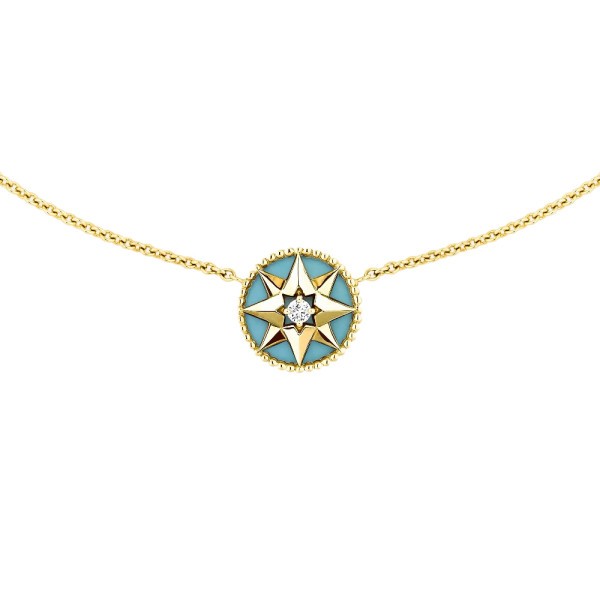 Collier Dior Rose des Vents en or jaune turquoise et diamant JRDV95006