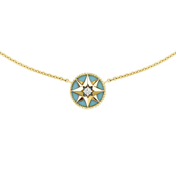 Necklace Dior Rose des Vents in turquoise yellow gold and diamond