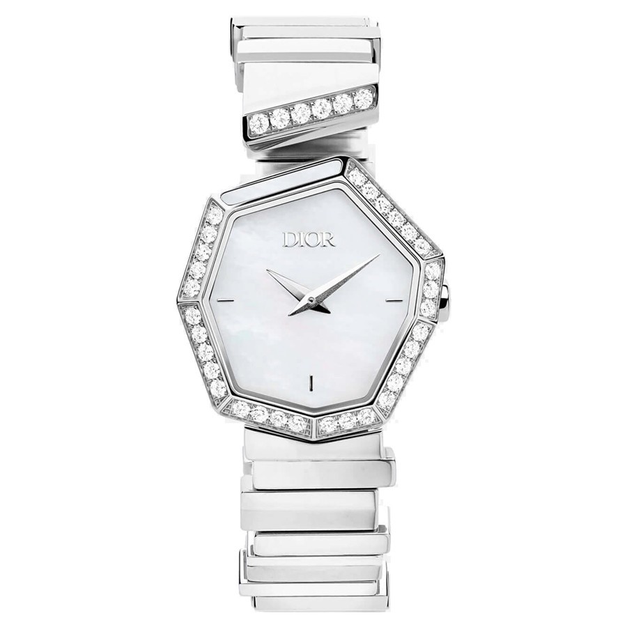 Dior Gem watch white dial 27 mm steel bracelet with diamonds and white mother-of-pearl 14.5 cm CD18111X1002