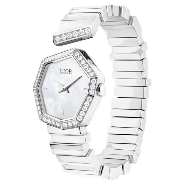 Dior Gem watch white dial 27 mm steel bracelet with diamonds and white mother-of-pearl 15.5 cm CD18111X1006