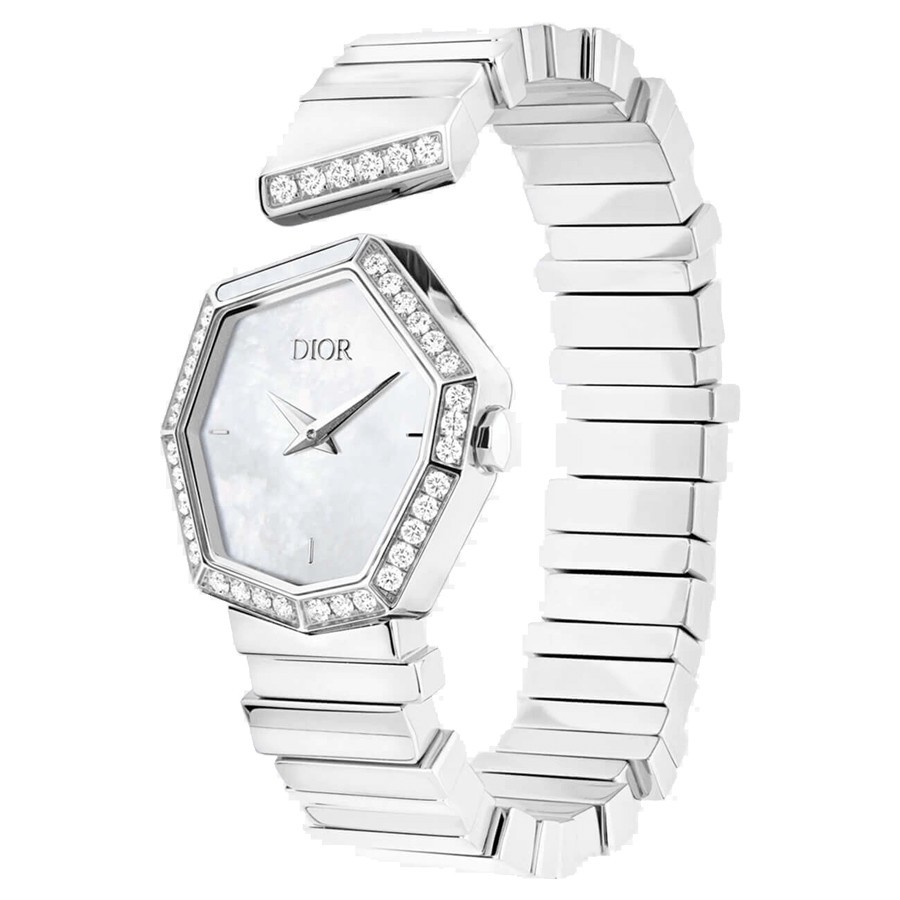 Dior Gem watch white dial 27 mm steel bracelet with diamonds and white mother-of-pearl 13.5 cm CD18111X1004