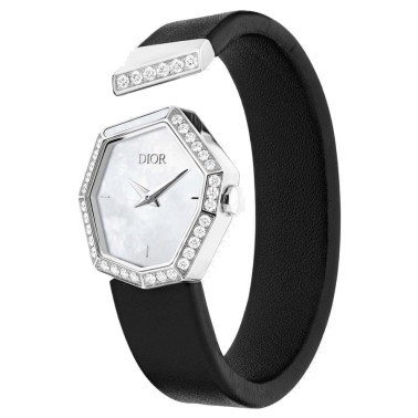 Montre Dior Gem cadran blanc 27 mm bracelet acier diamants et nacre blanche 15,5 cm CD18111X1006