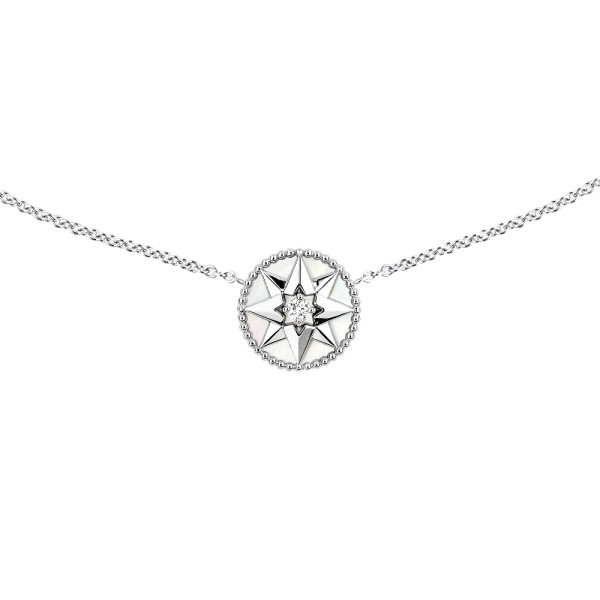 Necklace Dior Rose des Vents in white gold mother-of-pearl and diamond