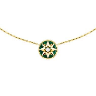 Collier Dior Rose des Vents en or jaune malachite et diamant JRDV95051