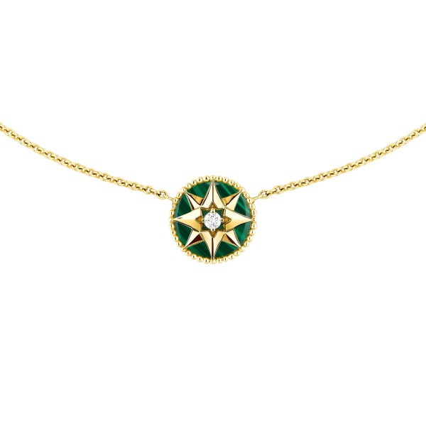 Collier Dior Rose des Vents en or jaune malachite et diamant JRDV95051