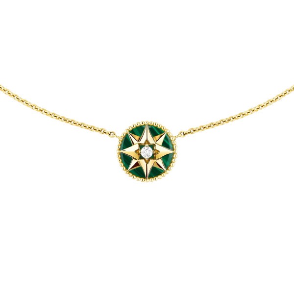 Necklace Dior Rose des Vents in yellow gold malachite and diamond