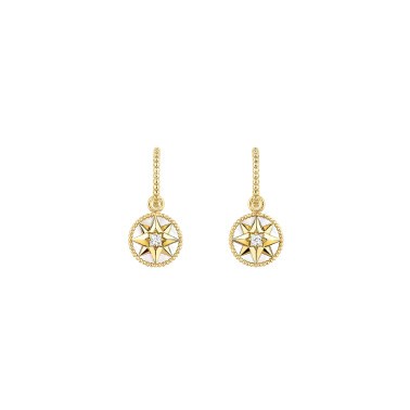Boucles d'oreilles Dior Rose des Vents en or jaune nacre et diamants JRDV95057