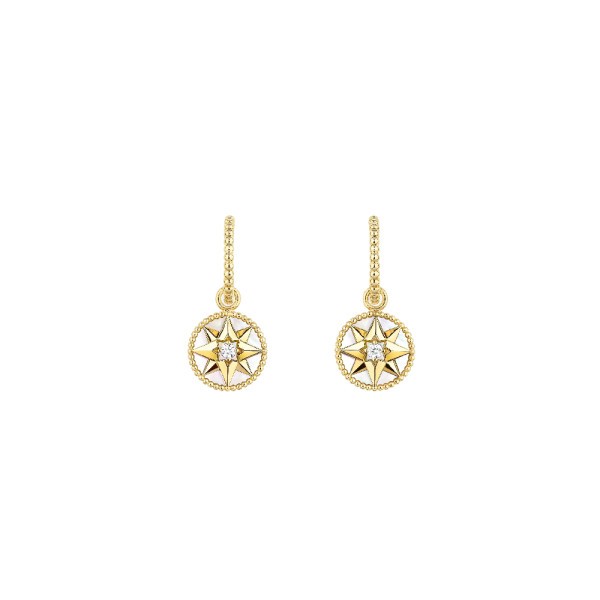 Boucles d'oreilles Dior Rose des Vents en or jaune nacre et diamants JRDV95057