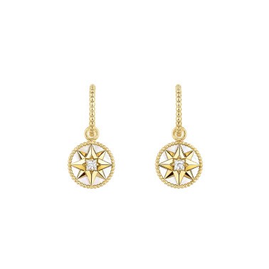 Boucles d'oreilles Dior Rose des Vents en or jaune nacre et diamants JRDV95057